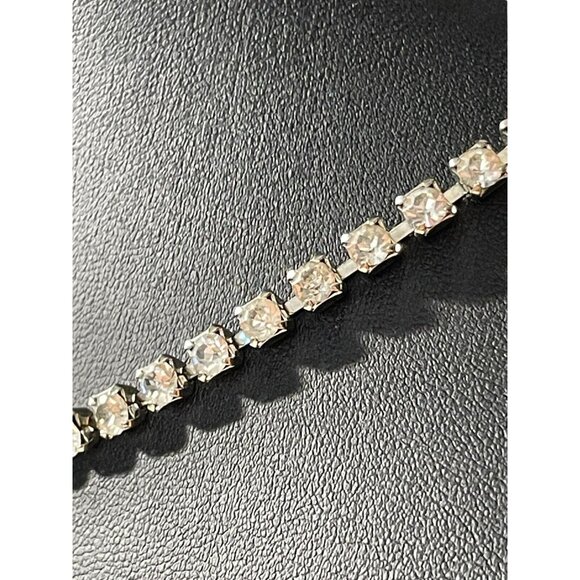 Vintage La Rel Signed Silver Tone Clear Icy Rhinestone Link Choker Necklace - Picture 4 of 12